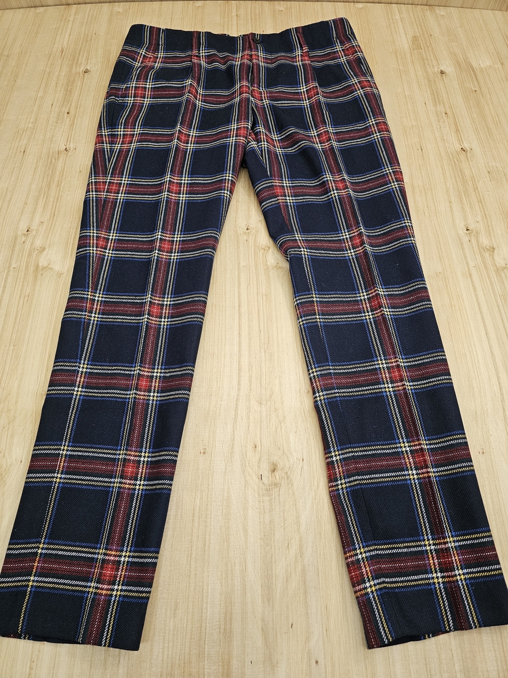 Daniele Alessandrini Designer Navy Plaid Pants Wool Blend